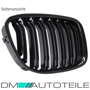 Set Dual Slat Kidney Front Grille Black Gloss fits on BMW 5-Series GT (F07) up 2008