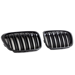 SET Kidney Front Grille Dual Slat Kit Black Gloss for BMW X1 F48 up Year 2014>