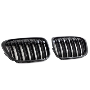 SET Kidney Front Grille Dual Slat Kit Black Gloss for BMW...