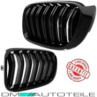 Set Dual Slat Kidney Front Grille Black Gloss fits on BMW X3