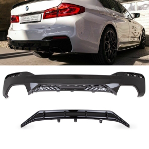 Sport-Performance Carbon Gloss Rear Diffusor Oval fits on BMW 5-Series G30 G31 M-Sport + Certification