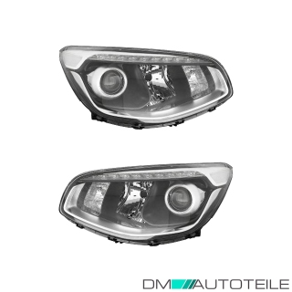 LED Scheinwerfer Depo schwarz H7 SET passt für Kia Soul II Facelift ab 16-18