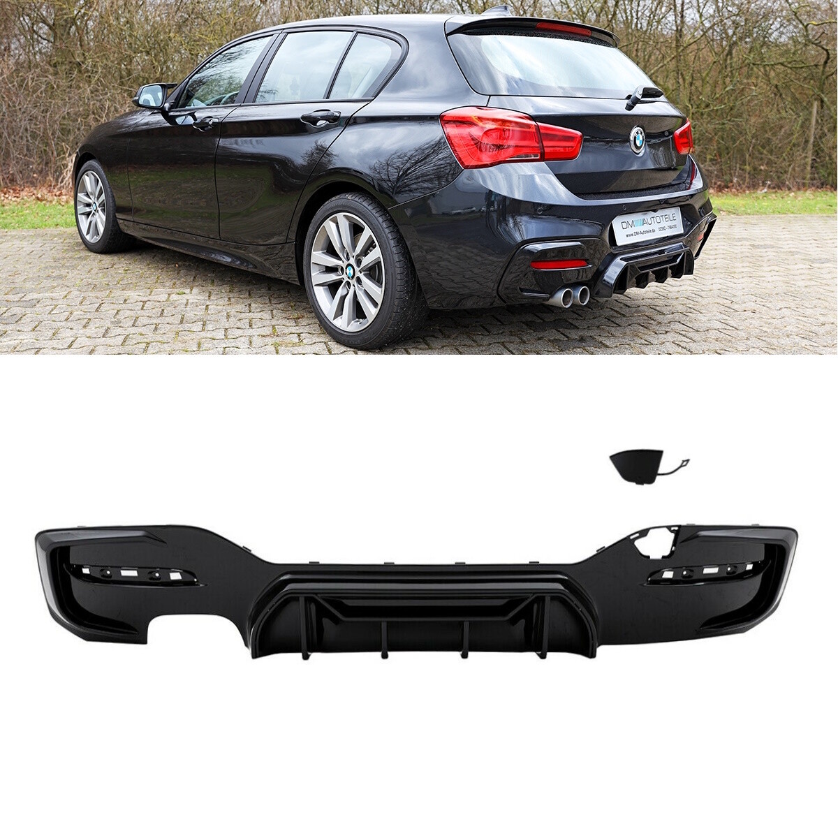 Sport Performance Diffusor Schwarz Carbon Glanz 2-Rohr Links Passt Fuer Bmw 1er F20 F21 Lci M Paket Ab 2015