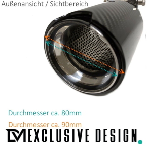 DM Exklusive Design Duplex 335d / 435d Peformance Auspuffanlage Edelstahl Blenden Carbon glanz Made in Germany passt für BMW 3er F30 F31 4er F32 F33 F36 Diesel 316d-320d 418d-420d+ABE
