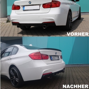 DM Exklusive Design Duplex 335d Auspuffanlage Performance+Diffusor Edelstahl Blenden Chrom Made in Germany passt für BMW 3er F30 F31 316d-320d mit M-Paket