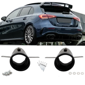 Performance Set Black Gloss Tail Pipes fits on Mercedes...