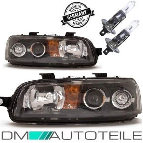 Set Fiat Punto headlights black H1/H1 188 99-03 + H1 bulb...