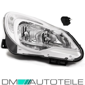 Opel (Vauxhall) Corsa D headlights right clear glass 11-14 Facelift + daytime running lights H7/H1