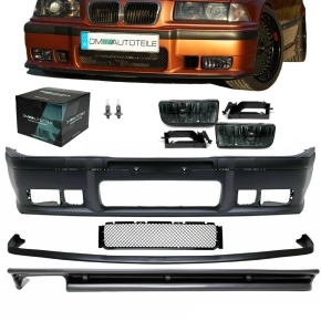 SPORT FRONT BUMPER BODYKIT DIFFUSOR FOG LIGHTS SMOKE+GT...
