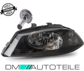 Set Seat Ibiza 6L Cordoba H4 Headlight Right Black 02-08  +1x Bulb H4