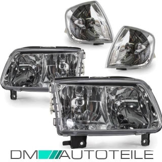 Set VW Polo 6N2 headlights 99-01 for headlamp beam height control H7/H1 + Set flashing lights white CERTIFIED