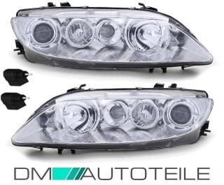 Set Mazda 6 headlights left + right 02-05 + fog lights + actuator H1/H1/H3