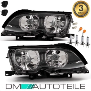 Set BMW E46 Headlamps Saloon Estate H7/H7 Black 01-05...