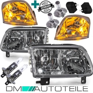 Set VW Polo 6N2 headlights left + right 99-01 H7/H1 for electric headlamp beam height control + actuator + bulbs Ready to install