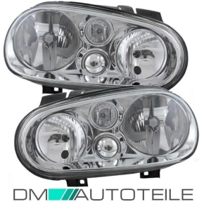 Set VW Golf 4 IV clear glass chrome headlights 97-06...