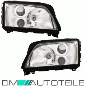 Set Audi A6 C4 headlights clear glass chrome left + right...