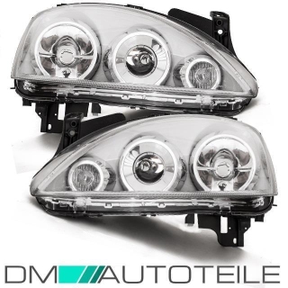 Set Opel Vauxhall Corsa C Headlights Clear Glass Chrome H7 H7 00 06 4x H7