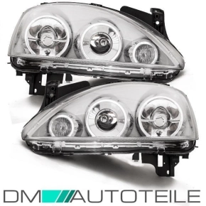 Set Opel (Vauxhall) Corsa C headlights clear glass chrome...