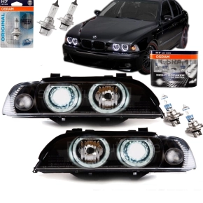 Set BMW E39 Angel Eyes headlights black H7/H7 95-00...