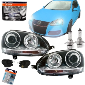 Set VW Golf 5 V GTI look headlights halogen black H7/H7...