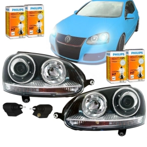 Set VW Golf 5 V GTI look headlights halogen black H7/H7...