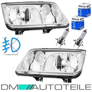Set VW Bora headlights left & right clear glass H4 no fog lights + bulbs H4