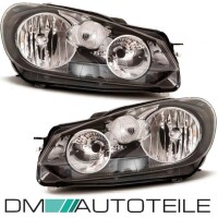 Set VW Golf 6 VI clear glass head lights 08-12 H7/H15 black 