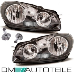 Set VW Golf 6 VI OEM Headlights RH+LH Black H7/H15 +...