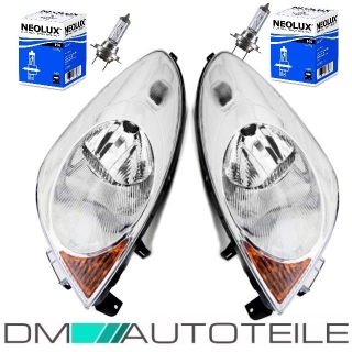 Set Nissan Note Headlights left right H4 06-09 with bulbs