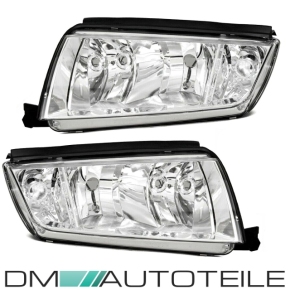 Set Skoda Fabia headlights left right H7/H3 99-07 chrome with H7 bulbs