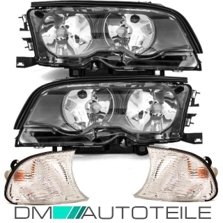 Set BMW E46 Coupe Convertible headlights left right 99-01 + white indicator