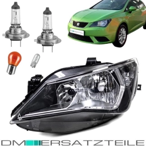 Set Seat Ibiza 6J Headlight Left Clear Glas Chrome Black...