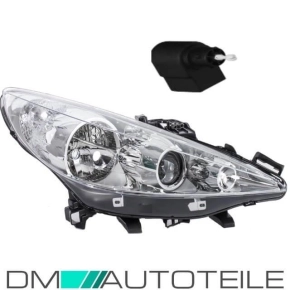 Peugeot 207 headlights clearglass right 06-13 H7/H7/H1 +...