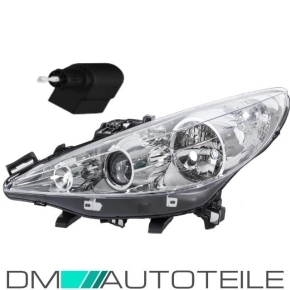 Peugeot 207 headlights clearglass left 06-13 H7/H7/H1 +...