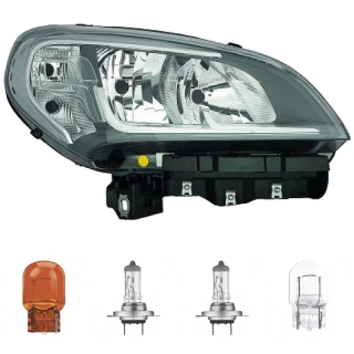 Scheinwerfer Depo H7/H7 Blinker weiß rechts passt für Fiat DOBLO Facelift ab 15 inklusive Leuchtmittel/Birnen