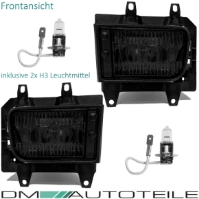 Nebelscheinwerfer Set H3 für BMW E30 Facelift Klarglas Schwarz / Smoke Glas