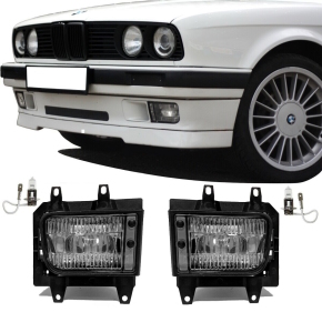 SET BMW E30 all Models up Facelift Fog Lights Fogs Glas True Clear +H3 Bulbs