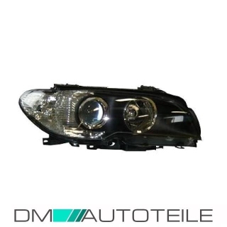 Headlight right 03-07 H7/H7 black with white indicator + motor fits on BMW E46 Convertible Coupe