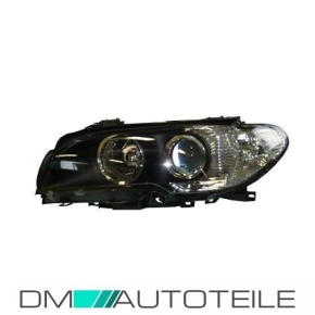 Headlight left 03-07 H7/H7 black with white indicator + motor fits on BMW E46 Convertible Coupe