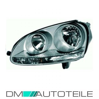 VW Golf V Headlight Left Year 03-05/04 Dark Grey H7/H7 HELLA+Motor