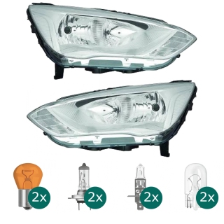 Scheinwerfer Depo H7/H1 links passt für Ford C-MAX II (C214) Facelift ab 15-19 inklusive Leuchtmittel/Birnen