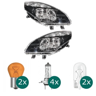 Scheinwerfer H7/H7 links schwarz passt für Renault Scenic III + Grand bj 09-12 inklusive Leuchtmittel/Birnen