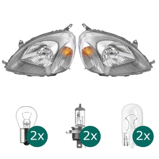 Scheinwerfer Depo links passt für Toyota Yaris (P1) ab Baujahr 1999-2003 inklusive Leuchtmittel/Birnen