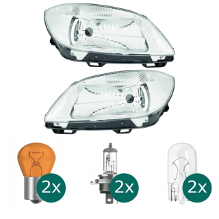 Scheinwerfer Depo H4 links passt für Skoda Fabia II Limo/Combi 542/545 ab 10-14 inklusive Leuchtmittel/Birnen