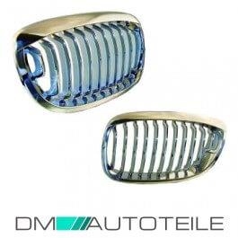 Set Kidney Front Grille Facelift  Chrome+ Black Fits on BMW 3-Series E46 Convertible Coupe LCI 03-07