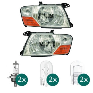 Hauptscheinwerfer links H4 passt für Mitsubishi Pajero III Canvas Top 03-06 inklusive Leuchtmittel/Birnen