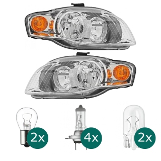 Depo/TYC Scheinwerfer Hauptscheinwerfer Frontscheinwerfer rechts H7/H7 mit Motor für Audi A4 8EC 8ED 8H7 8HE 2004-2007 inklusive Leuchtmittel/Birnen