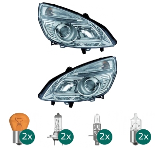 Hauptscheinwerfer links H1/H7 passt für Renault Grand Scénic II 06-09 inklusive Leuchtmittel/Birnen