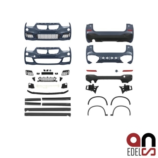 AN Sport Umbau 1-Rohr Bodykit Set grundiert für SRA + PDC passt für BMW X1 F48 bis Baujahr 2019 auch M-Paket