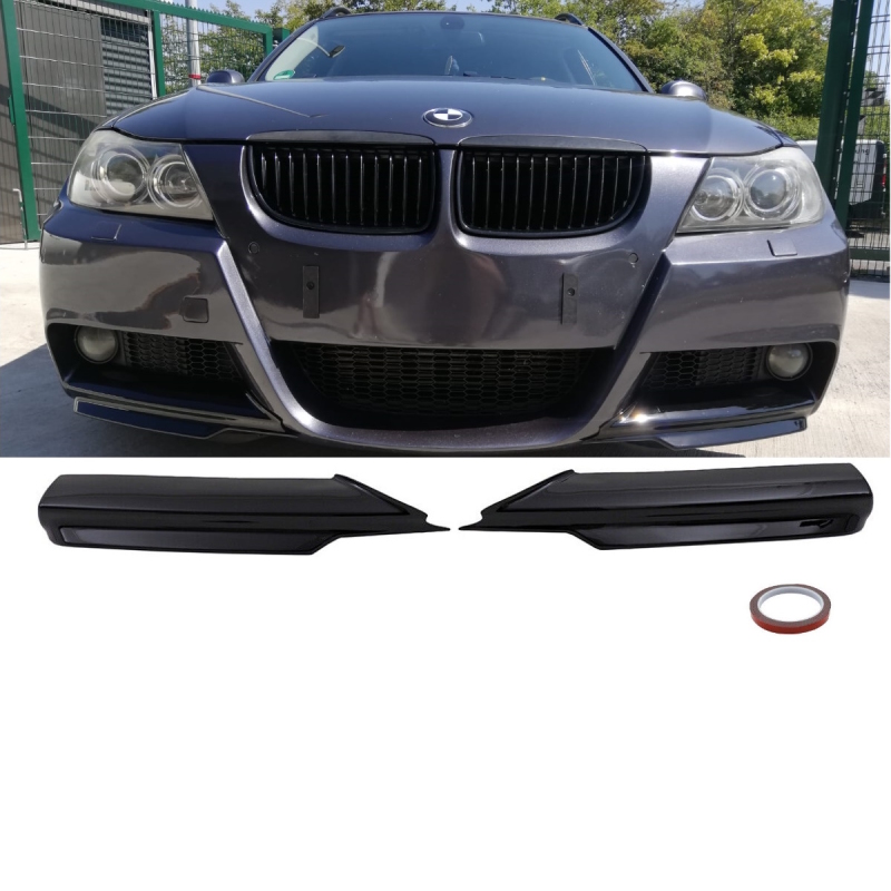 Set Sport Performance Flaps Splitters Lip Black gloss fits on BMW E90 E91  pre Facelift 05